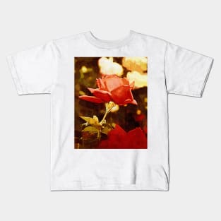 Single Rose Bloom In Gothic Kids T-Shirt